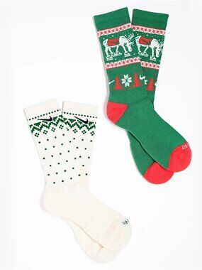 Nike Ivory Crew Socks with Green & Red Accents